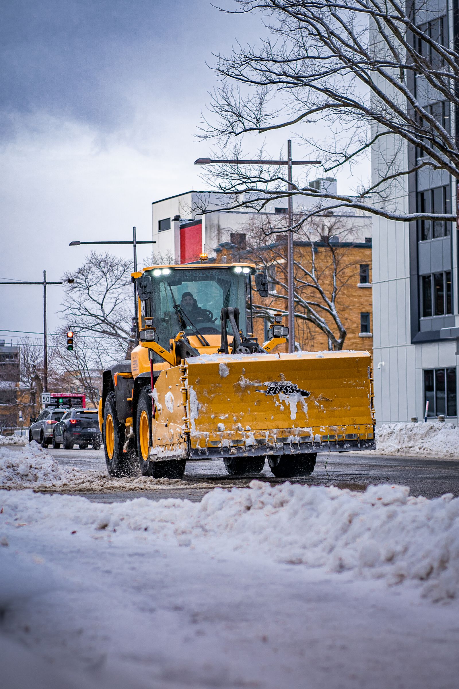 Snow-clearing equipment at work